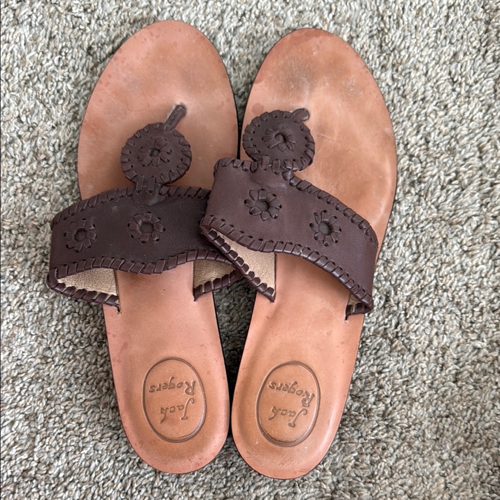 Jack Rogers Brown Leather Sandals H-Style Strap